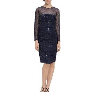 Tadashi Shoji Sequin Sheer Mini Dress